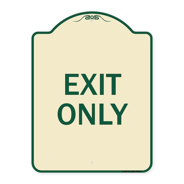 Signmission Designer Series Sign-Exit Only, Tan & Green Heavy-Gauge Aluminum Sign, 24" H, 18" L, TG-1824-24034 A-DES-TG-1824-24034 - main